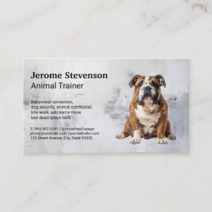 Tarjeta De Visita Bulldog sentado abajo   Entrenador de perros