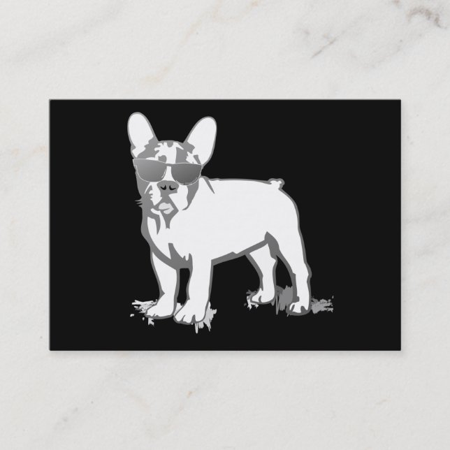 Tarjeta De Visita Bulldog super francés negro (Anverso)
