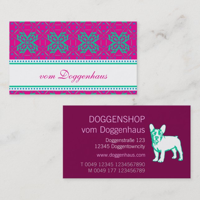 Tarjeta De Visita Bulldogs Franceses (Anverso / Reverso)