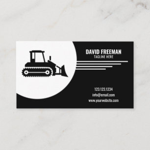 Tarjeta De Visita Bulldozer Black and White Construction Machine