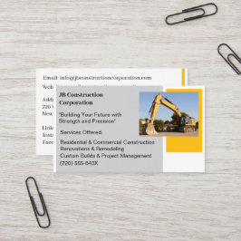 Tarjeta De Visita Bulldozer de construcción amarilla de contratista 