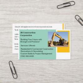 Tarjeta De Visita Bulldozer de construcción amarilla de contratista 