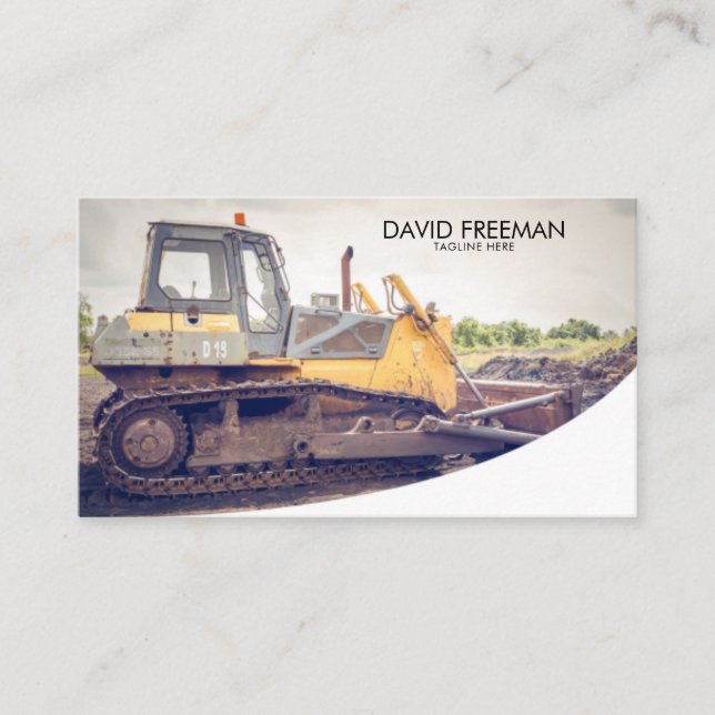 Tarjeta De Visita Bulldozer exclusivo de construcción y construcción (Anverso)