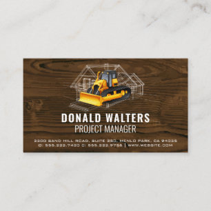 Tarjeta De Visita Bulldozer   Madera   Blueprints Business