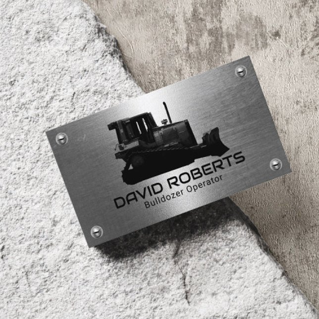 Tarjeta De Visita Bulldozer Plant Operator Faux Metal Construction (Subido por el creador)