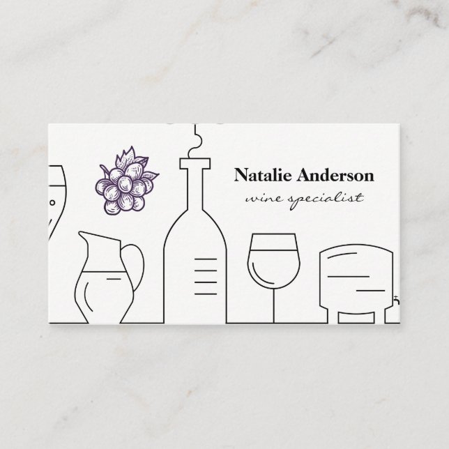 Tarjeta De Visita Bunch de uva | Vasos de vino (Anverso)