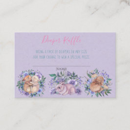 Tarjeta De Visita Bunnies dibujados a mano Purple Diaper Raffle