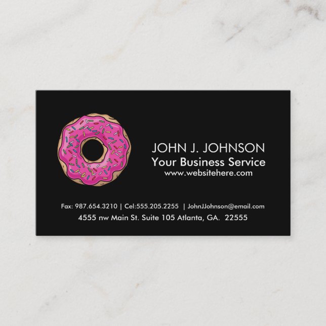 Tarjeta De Visita Buñuelo asperjado rosa delicioso jugoso (Anverso)