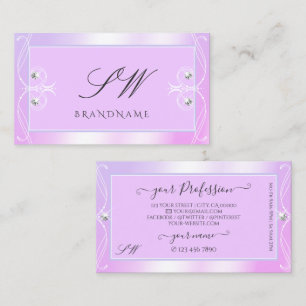 Tarjeta De Visita Buque azul rosado Pastel Diamantes Monograma Ornat