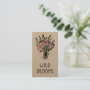 Tarjeta De Visita Buqueta de flores silvestres Rústico Minimal Kraft