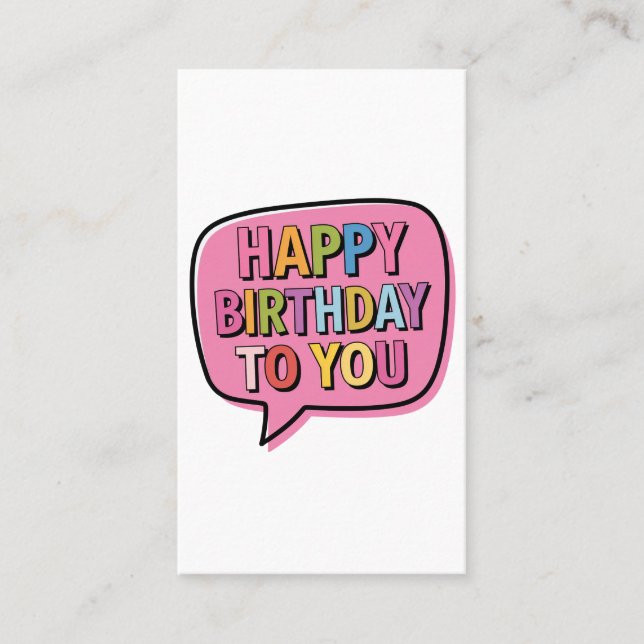 Tarjeta De Visita Burbuja de Feliz Cumpleaños (Anverso)