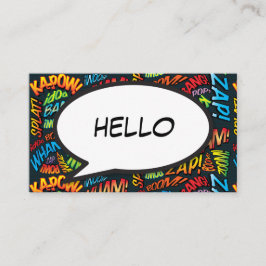Tarjeta De Visita Burbuja de habla divertida HELLO Cómic Retro
