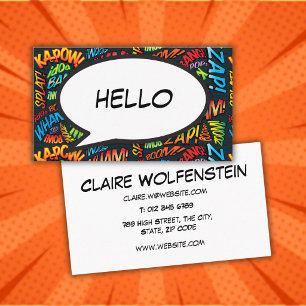 Tarjeta De Visita Burbuja de habla divertida HELLO Cómic Retro