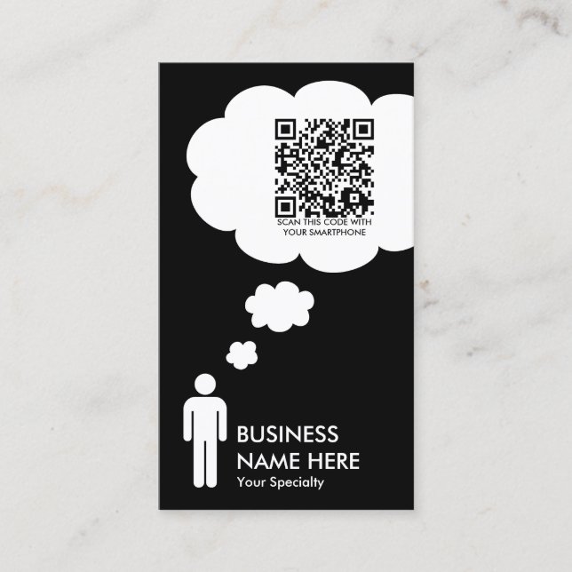 Tarjeta De Visita burbuja de pensamiento de código qr (Anverso)