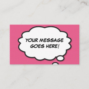 Tarjeta De Visita Burbuja de Pensamiento Divertida Retro Cómic Rosa