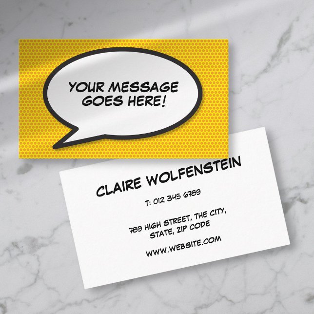 Tarjeta De Visita Burbuja personalizada de historietas de arte pop (Personalised Pop Art Comic Book Speech Bubble Business Card)