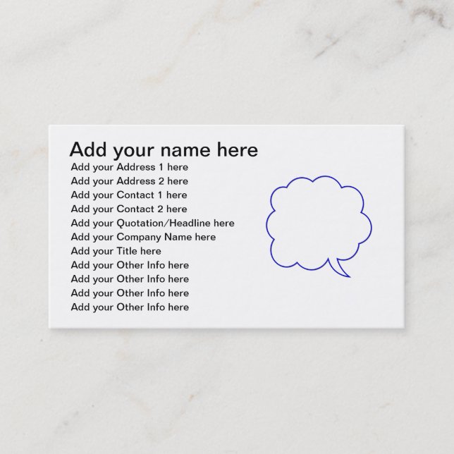 Tarjeta De Visita Burbuja vacía #1 del discurso (Anverso)