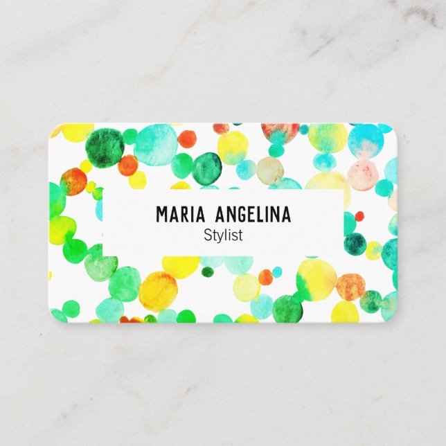 Tarjeta De Visita Burbujas acuáticas manchas y puntos verde azul ama (Anverso)