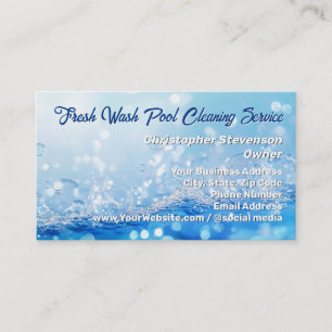 Tarjeta De Visita Burbujas Claras Agua Azul Limpieza de Piscinas Acu
