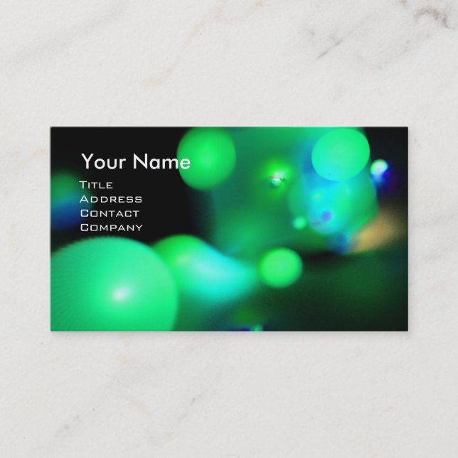 Tarjeta De Visita BURBUJAS CUANTUM 2 MONOGRAMA verde vibrante negro (Anverso)