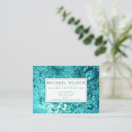 Tarjeta De Visita Burbujas de agua verde Aqua - Instructor de buceo