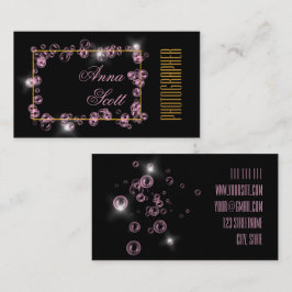 Tarjeta De Visita Burbujas de oro negro rosado abstracto artístico m