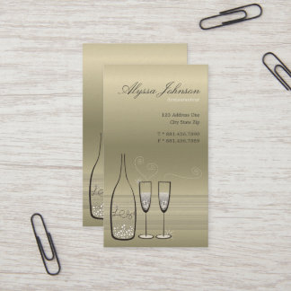 Tarjeta De Visita Burbujas plateadas Champagne Moda moderna