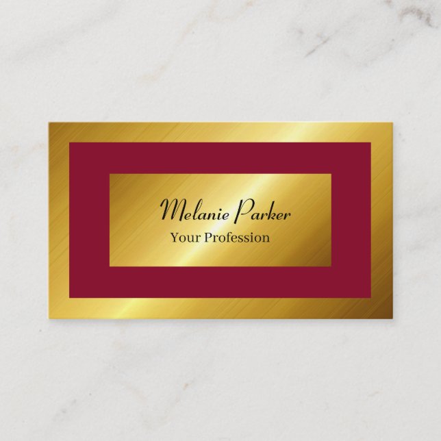 Tarjeta De Visita burdeos de oro moderno profesional simplemente (Anverso)