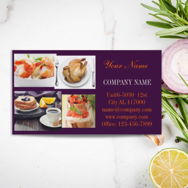 Tarjeta De Visita Burger de la carne sandwich pollo chef privado cat (Beef burger sandwich chicken private chef catering business card)