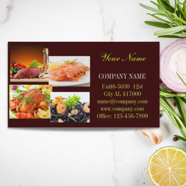 Tarjeta De Visita Burger de la carne sandwich pollo chef privado cat (Beef burger sandwich chicken private chef catering business card)