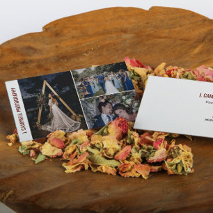 Tarjeta De Visita Burgundy 3 Fotógrafo Profesional Collage de fotos