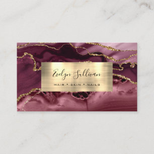Tarjeta de visita Burgundy and Gold Agate