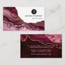 Tarjeta de visita Burgundy and Gold Geode Agate St