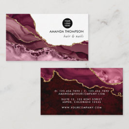 Tarjeta de visita Burgundy and Gold Geode Agate St