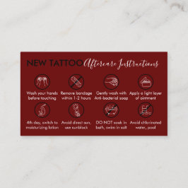 Tarjeta De Visita Burgundy Body Art Aftercare Instructions Tattoo