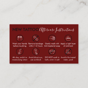 Tarjeta De Visita Burgundy Body Art Aftercare Instructions Tattoo