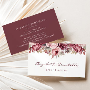 Tarjeta De Visita Burgundy Dusty Rosa acuarela Floral
