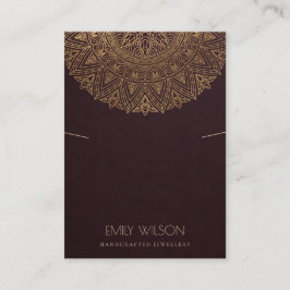 TARJETA DE VISITA BURGUNDY FAUX ORNATE ORNATE MANDALA NECKLACE PANTA