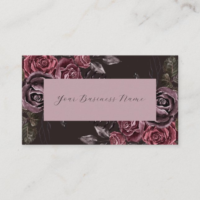 Tarjeta De Visita Burgundy Floral Business Card (Anverso)