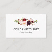 Burgundy Flowers Profesional Makeup Hair Style