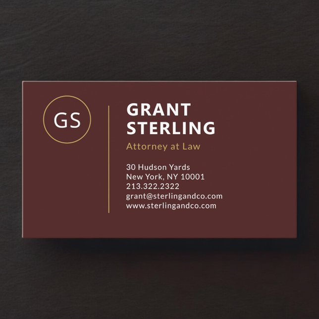 Tarjeta De Visita Burgundy Gold Attorney at Law  (Subido por el creador)
