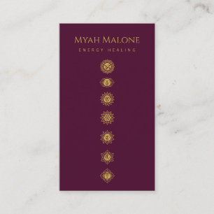 Tarjeta De Visita burgundy & Gold Chakra Energy Healer