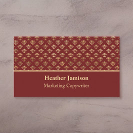 Tarjeta De Visita Burgundy Gold Fleur de Lis Marketing Copywriter