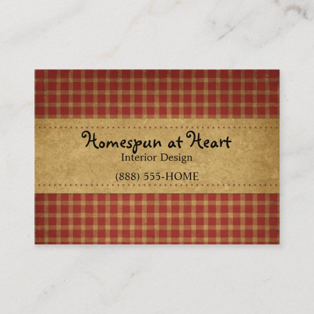 Tarjeta De Visita Burgundy Homespun Crafty Business Card (Anverso)