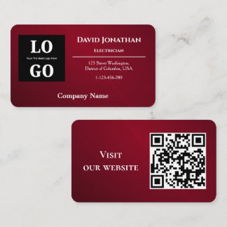 Tarjeta De Visita Burgundy Moderno con Logotipo Personalizado y Códi