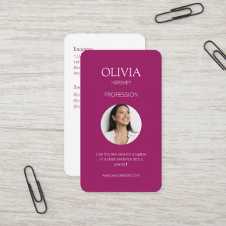 Tarjeta De Visita Burgundy Photo Social QR Code