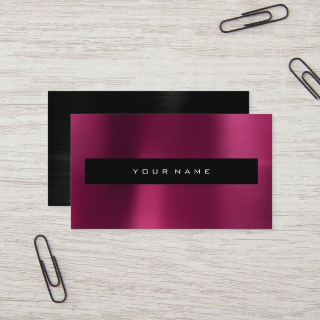 Tarjeta De Visita Burgundy Pink Metallic Black Fashilist Stylist (Anverso/Reverso In Situ)