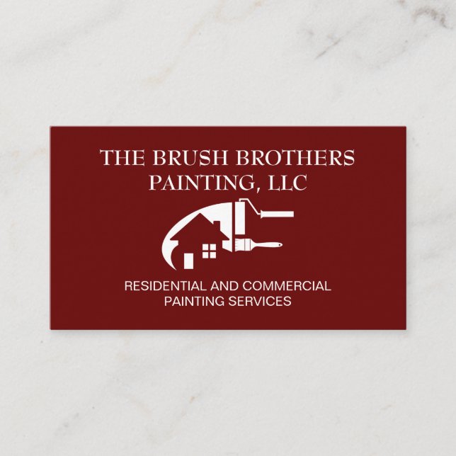 Tarjeta De Visita Burgundy Professional House Painter Business Card (Anverso)