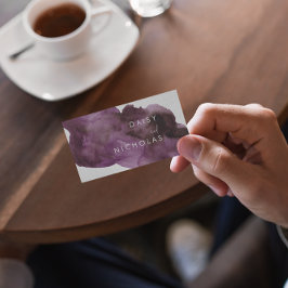 Tarjeta De Visita Burgundy Purple Watercolor Moderno Profesional