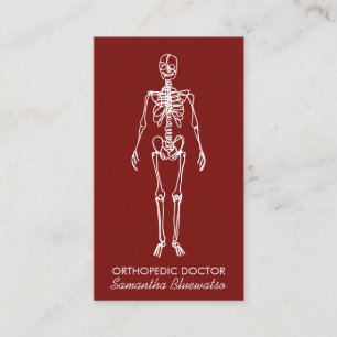 Tarjeta De Visita Burgundy Rojo Oscuro doctor Esqueleto ortopédico